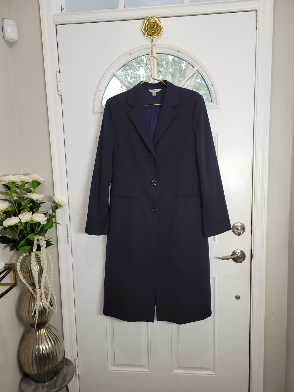 Austin Reed Classic Navy Women's Long Coat - Timeless Tailored Style Size 14